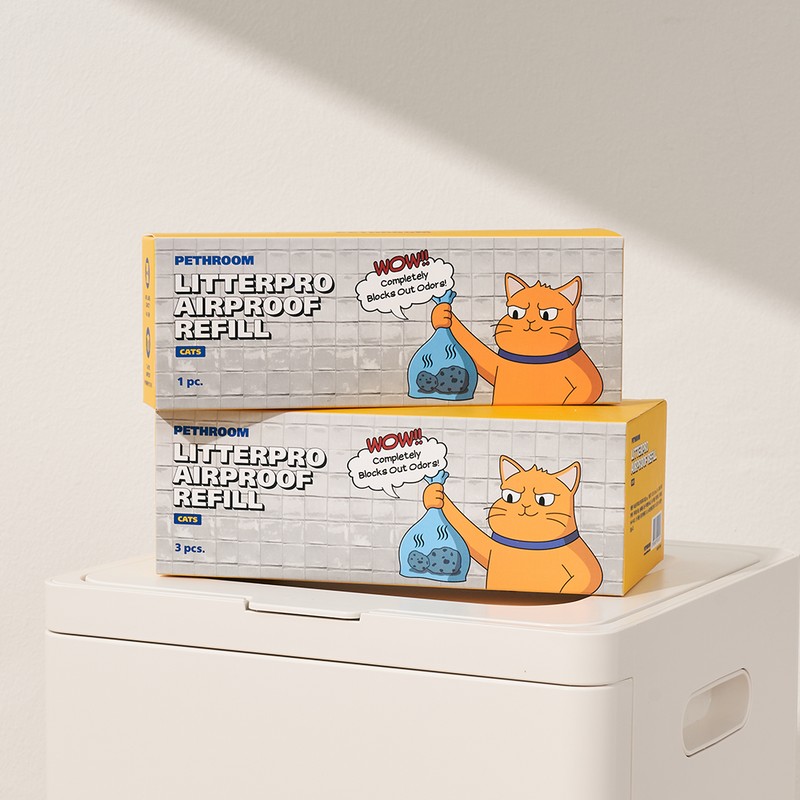 PETHROOM [PestRoom] Airproof Refill 3-pack Cat Poop Bags, Odor-blocking Waste