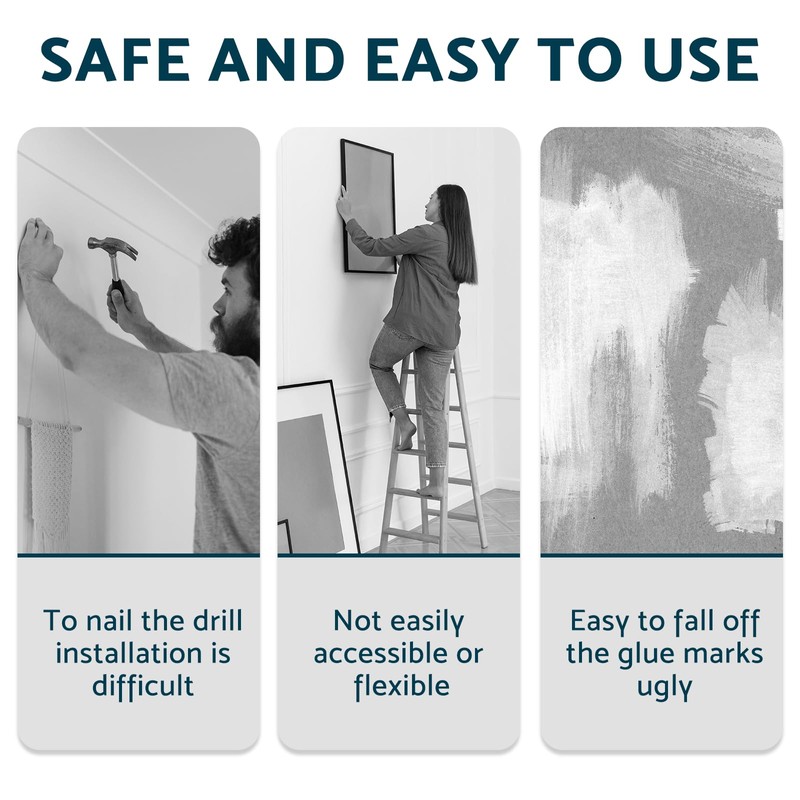 Leogony 72 Strips Photo Frame Stickers for Wall, No Damage