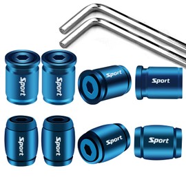 Dsycar Locking Tire Valve Caps Blue (8 Pack) Anti Theft Design, Aluminum Bullet Valve Stem Caps with Rubber Seal, Universal Valve Stem Covers (8 Pack/Blue)