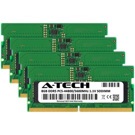 A-Tech 32GB Kit (4x8GB) DDR5 5600MHz PC5-44800 CL46 SODIMM 1.1V Non-ECC Unbuffered SO-DIMM 262-Pin Laptop RAM Memory Upgrade Modules