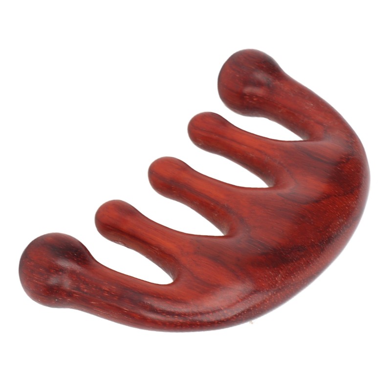 Scalping Massage Comb 5 Teeth Sandalwood Gua Sha Handheld Portable