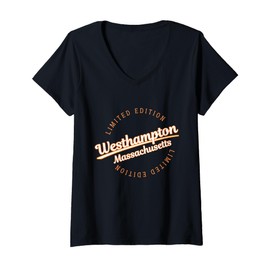 Womens Retro Athletic Westhampton MA Apparel V-Neck T-Shirt