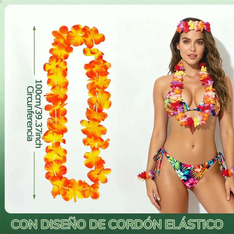 50 Collares Hawaiano Flores Fiesta Boda Xv Años Eventos Neón