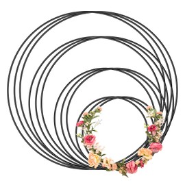 GETRICH Pack of 12 Metal Rings for Crafts, Metal Ring, Black, 20 cm/15 cm/10 cm/5 cm, Wire Rings for Crafts, Decorative Rings for Hanging, Dream Catchers, Floristry, Wedding Wreath, Decoration, Wall