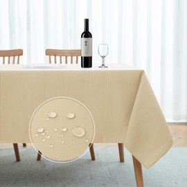 Softalker Jacquard Rectangle Tablecloth - Geometric Line Damask Table Covers Waterproof Stain Resistant Washable Polyester Table Cloths for Indoor & Outdoor(60 x 60 inch,Khaki)