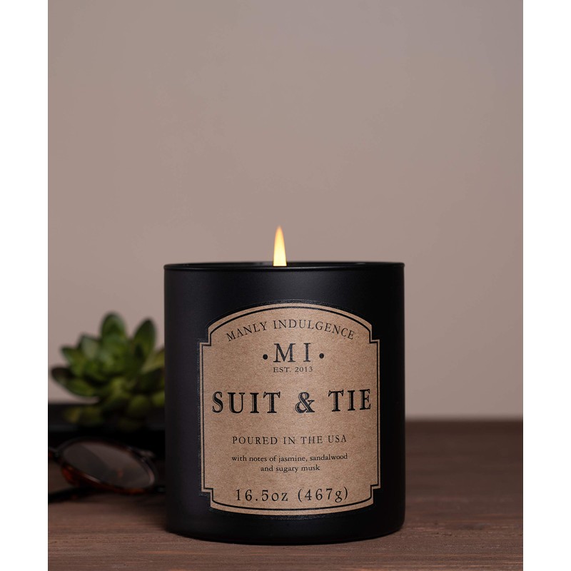 Manly Indulgence Suit & Tie Scented Jar Candle, Medium, Black