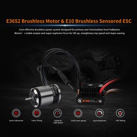 XC E3652 & E10 Sensored Brushless Motor and ESC Combo for RC Car,2-3S Lipo,IP67 Water Proof,Applicable to:1/10 On-Road,Off-Road,Short Course(Light Load) (3300KV+E10)