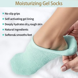 Moisturising Socks, 2 Pairs of Gel Socks for Repairing Softening Cracked Feet, Reusable Callus Socks, Foot Mask Socks for Callus Removal, Women's Spa Foot Care Gift