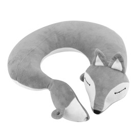 Fox Shape Travel Neck Pillow Soft Air U Shape Health Pillow (Gray Fox)