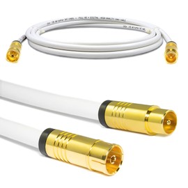 Sterndiscount 8 m TV Antenna Cable Coaxial Cable 5x Shielded 135 dB HDTV Full HD UHD 4K TV Plug (Straight) to TV Socket TV Cable DVB-C DVB-T2 Radio DAB - White (8 m)