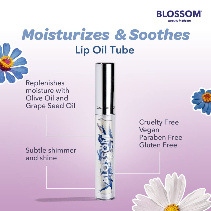 Blossom Scented Moisturizing and Hydrating Shimmer Sparkle Lip Oil, Infused