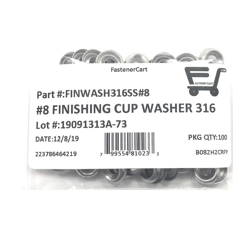 #8 Stainless Steel (316 Marine Grade Stainless) Finishing Washers Cup