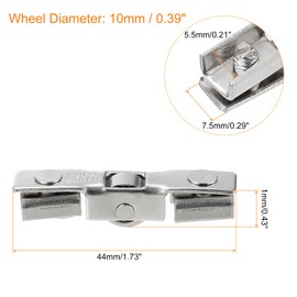 uxcell Carbon Steel Sliding Patio Door Roller Assembly with Ball Wheel Bearings for Glass Door, Pack of 8