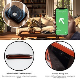 Alldaily Mens Wallet With AirTag Holder, Trackable Smart RFID Blocking Front Pocket Wallet, AirTag Not Included