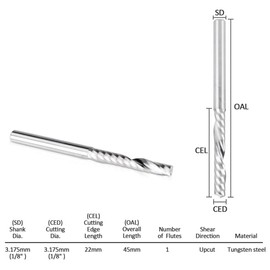 20 Pack CNC Router Bits 1/8 Inch Spiral Upcut Router Bit Set Milling Cutter Tungsten Steel
