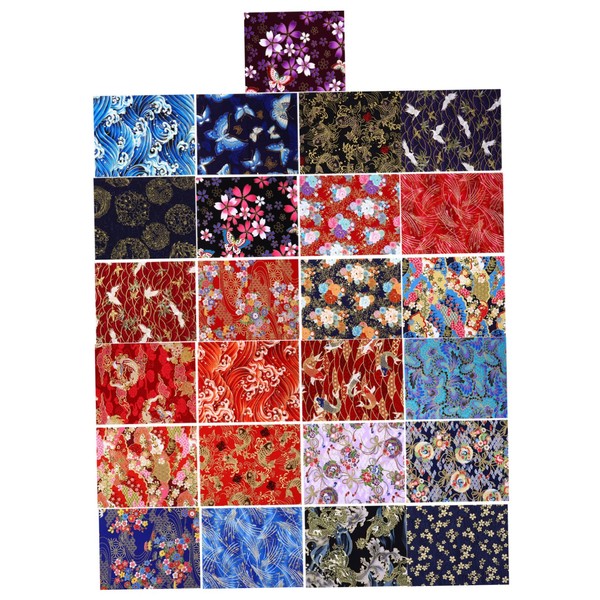IWOWHERO 25 Sheets Floral Quilting Cotton Fabric Patchwork Bronzing DIY
