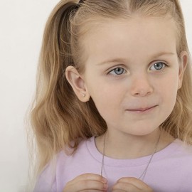 14k White Gold 4mm Polish Plain Tiny Ball Screw Back Baby Earrings for Children, Small Stud Earrings for Babies, Infants & Toddlers- Safety Screw Back Locking for Kids, Small Circle Studs