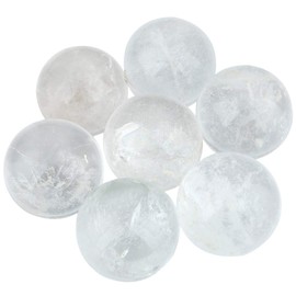 mookaitedecor Natural Rock Crystal Ball with Wooden Stand, Healing Crystal Stone Balls for Fengshui, Meditation, Reiki, Chakra Balancing, Healing, Home & Office Decoration, 40-45 mm