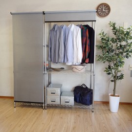 Roll Screen, Blindfold Width 35.4 inches (90 cm), Length 70.9 inches (180 cm), No Mounting Parts Required, Wire Rack, Steel Rack, Metal, Online Meetings, Home