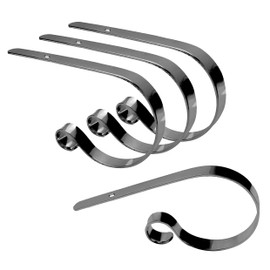 LUBOT Set of 4 Metal Christmas Stocking Holder Hooks Fireplace Hanger with Non-Skid Design Black