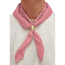 Komonee Tie Neck Ring Loop Clasp Gold Colour With Baby Pink Paisley Bandana Head Scarf Headbands Handkerchief Cowboy Cotton Bib Party Face For Mens Womens Unisex