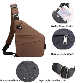 ZUEVI Anti Theft Travel Bag for Women/Men, Fashion Sling Bag Crossbody Purse Bags for Casual Traveling (Coffee-R)