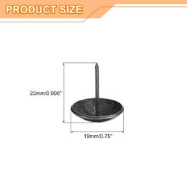 uxcell Upholstery Tacks Nail Pins Furniture, 40Pcs 19x23mm Thumb Tack Pins Assortment Kit Carbon Steel for Home Sofa DIY Decorative Nail Heads Nails, Retro Black