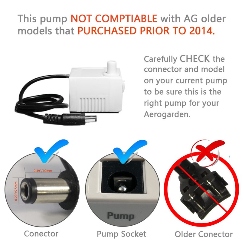 Aerogarden Replacement Pump Compatible with Harvest Bounty Farm Extra Ultra