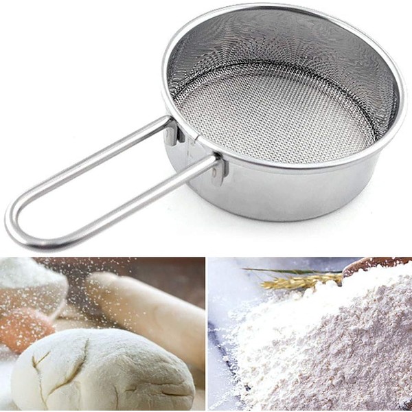 Mini Stainless Steel Strainer with Long Handle, Flour Sieve Mini