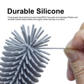 ZhenNian Cepillo de silicona para biberones, cepillo limpiador de botellas, cepillos largos para botellas de bebé, botellas de agua de vidrio, botella soprt, taza, cepillo de limpieza con mango extraíble, perfecto para viajes, hogar