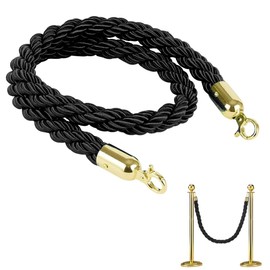 Aweisile Barrier Cord Black Barrier Rope with Hook Barrier Tape Barrier Belt Barrier System for People Guidance System 1.5 m Cord Black