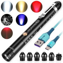 LIGHTFE D15W Flashlight Dual Headed Pen Light+Replaceable Multiple lamp Holders, Suitable for Multiple scenarios Such as Home Farms, Factories, and Enterprises