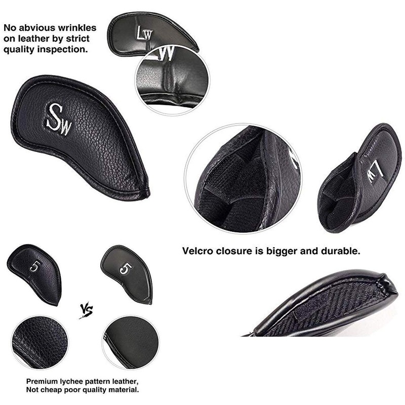 Golf Club Headcovers Iron Synthetic Leather Deluxe Value 12 Pack
