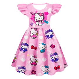 ATTRAYENT Girls Fancy Dress Kids Cute Graphic Dresses Party Outfit Christmas Birthday Gift Star Pink