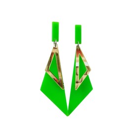 Long Acrylic Geometric Earrings Vintage Triangle Earrings Neon - B Green