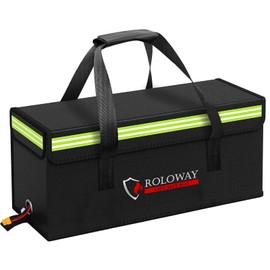 ROLOWAY Lipo Battery Bag (20 x 5 x 7.5 inch), Large Fireproof Lipo Ebike Bag with Comfortable Handle, Reflective Strip