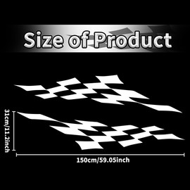 TOMALL 1 Pair 59'' Racing Checkered Flag Side Stripes Decal Compatible with Mini Cooper Lattice Grid Decal Car Universal Vinyl Stickers for Door Side Stickers Decorations for Car Accessories (White)