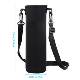 Shengxi Pack of 2 Water Bottle Covers, 8 x 25 cm, 1500 ml Bottle Holder Bag with Adjustable Shoulder Strap, Thermal Holder Bag, Scald-Proof Case for Hiking, Running, Walking, Trekking, Black and dark