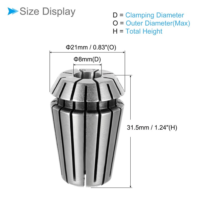 CoCud Spring Collet Chuck, ER-20 Spring Collet 8mm Clamping Diameter,