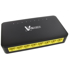 rhinocables - Network Switch Box | 8 Port Connectivity | 10/100/1000 Speed | Plug & Play | LED Indicators | Home & Office Networking | CAT5 CAT6 RJ45 Hub (8 Port Cat6)
