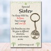 Perfect Message Birthday Gift for Sister, Tree of Life Keyring,
