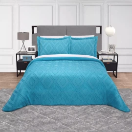 Elefantito Hogar Edredon Matrimonial Con Fundas Jaquard Bolonia Azul