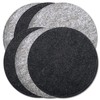 Border Stitching Round Dual-Color Felt Reversible Placemat (Black/Gray), Set of