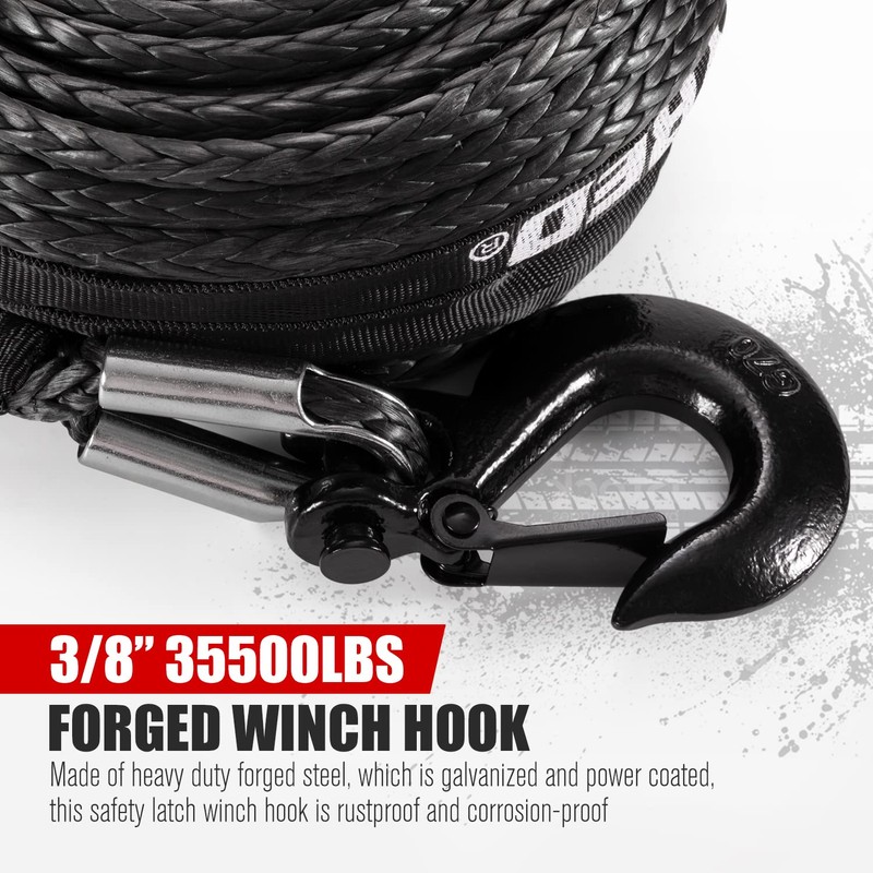 FIERYRED Synthetic Winch Rope Cable Kit 3/8inch 100FT 26500lbs Winch