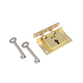 Half Mortise Chest Lock Large Half Mortise Box Lock Premium Quality Heavy Duty Brass Antique Cabinet Lock Cast Brass Strike Plate - with 2 Keys for Jewelry Humidor Box Lock