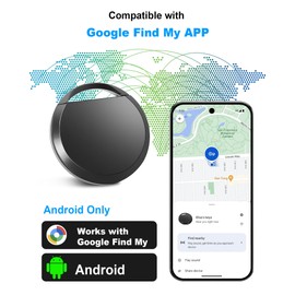 RUIZHI Android Smart Tag - Airtag Tracker Compatible with Google Find My Device APP, IP67 Waterproof, Android Only, for Finding Luggage Tags, Mobile Phones, Passports, Black, Pack of 1