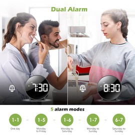 KeeKit Digital Alarm Clock, High Definition LED Desktop Clock, Alarm Clock with DC Port for Charging, Snooze Function, 4 Adjustable Brightness for Home, Bedroom, Office, Black