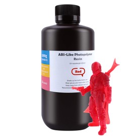 ELEGOO ABS-Like 3D Printer Resin, 405nm UV-Curing LCD Resin High Precision Fast Curing Non-Brittle Standard Photopolymer Resin for LCD Printing Clear Red 1000G