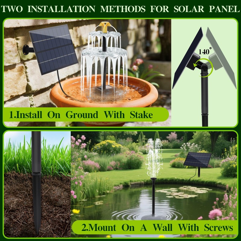 Solar Water Fountain Upgrade Solar Panel Water Fountain Adjustable Water