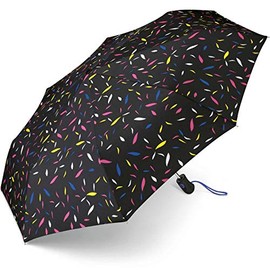 Esprit Easymatic Light Little Leaves Pocket Umbrella, black